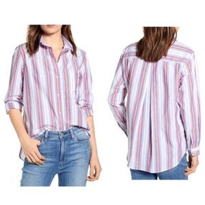 Grayson The Hero Jasmine Red Blue Striped Button Down Size 02 (small) preppy